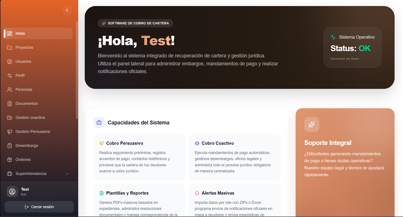 Panel de gestión de deudores en SIC